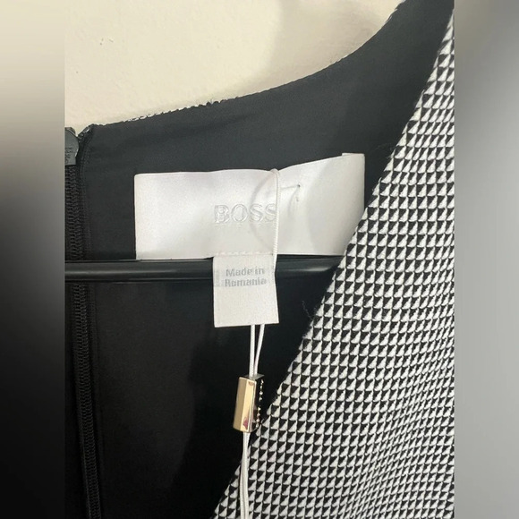 NWT Hugo Boss Doritala Geometric Wool Stretch Woven Tailored Sheath Dress Sz 10 - Picture 6 of 14